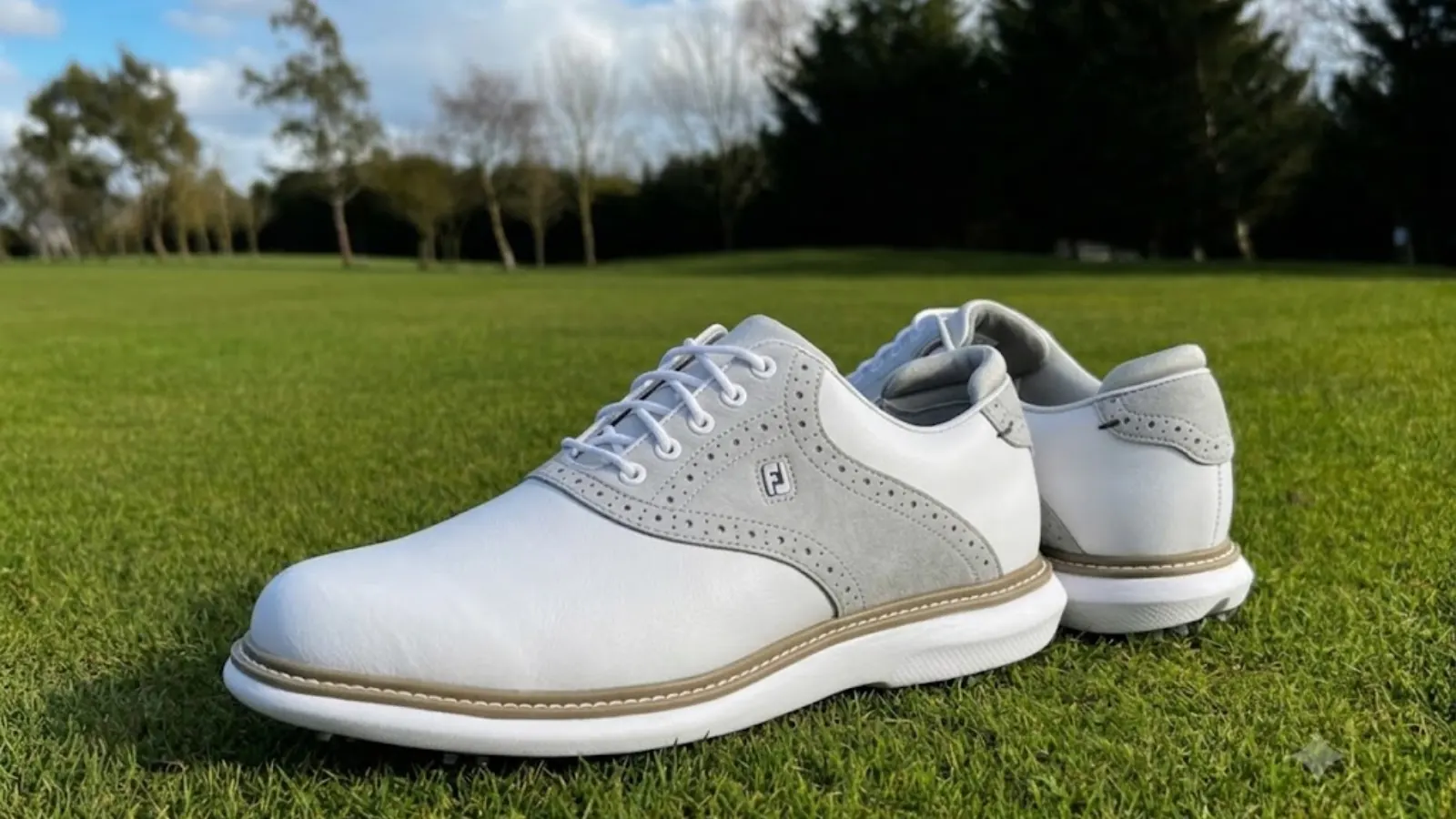 FootJoy Traditions golf shoes on fairway