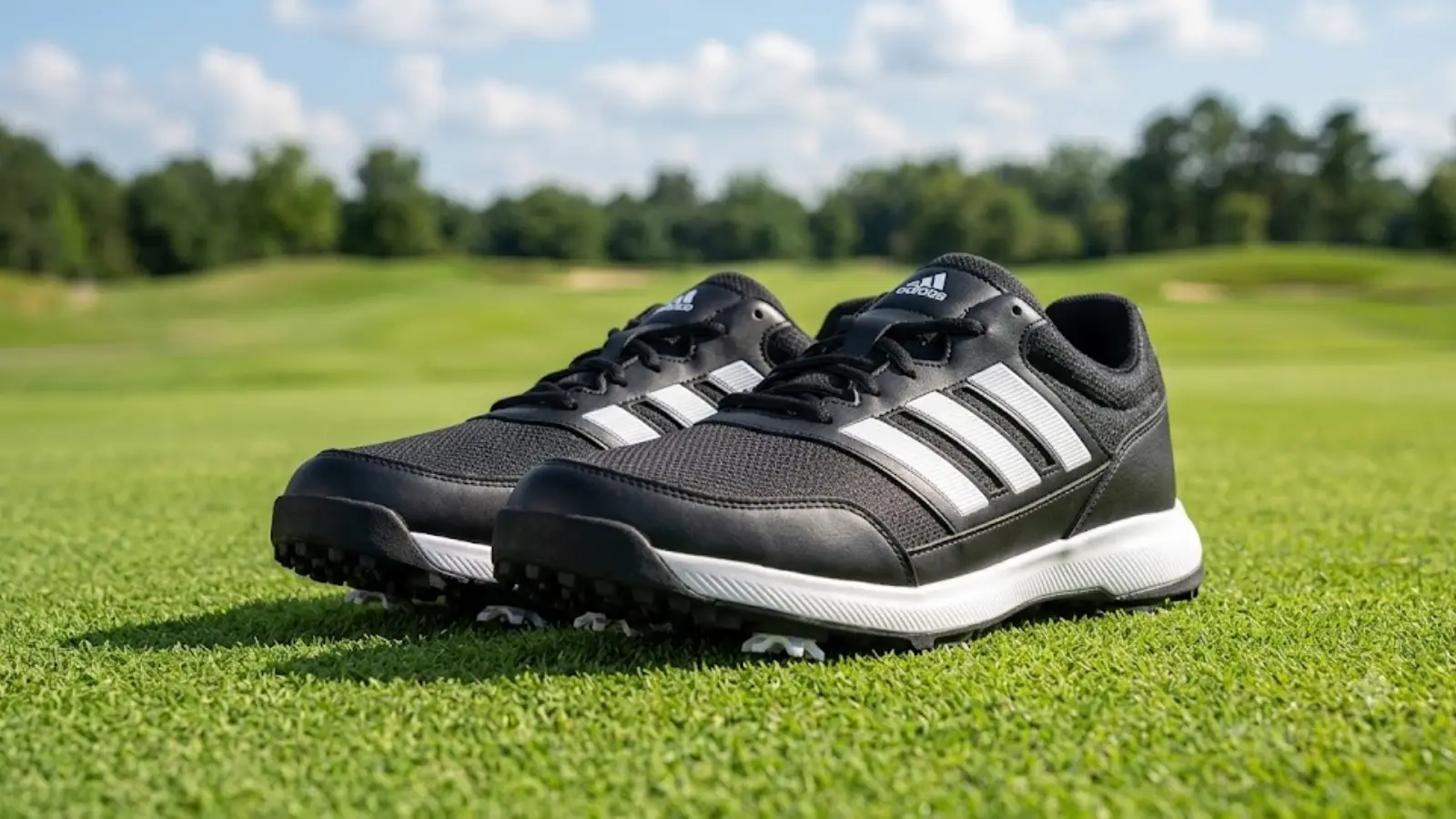 Black adidas Tech Response golf shoe outside