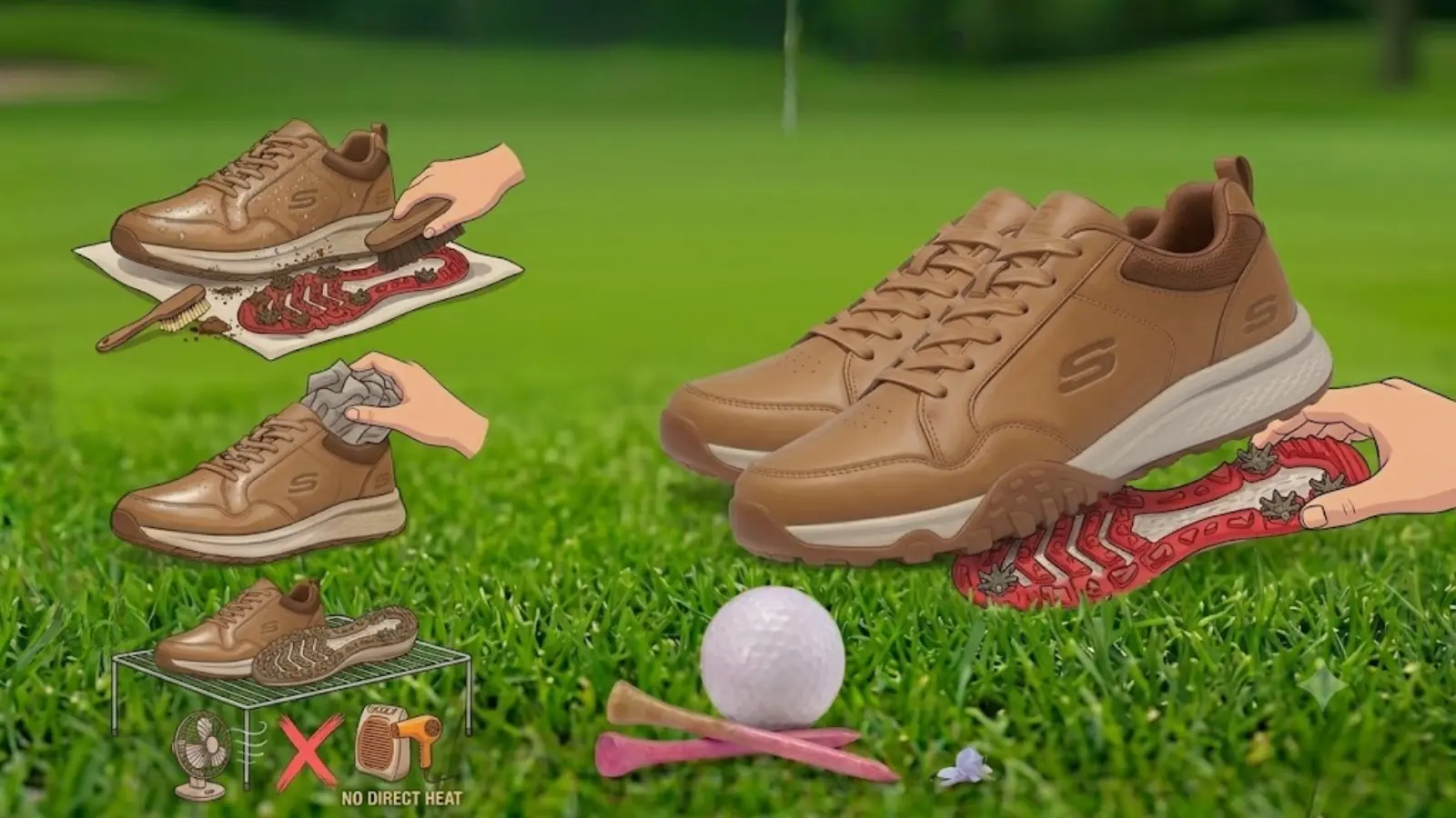 Drying leather golf shoes correctly