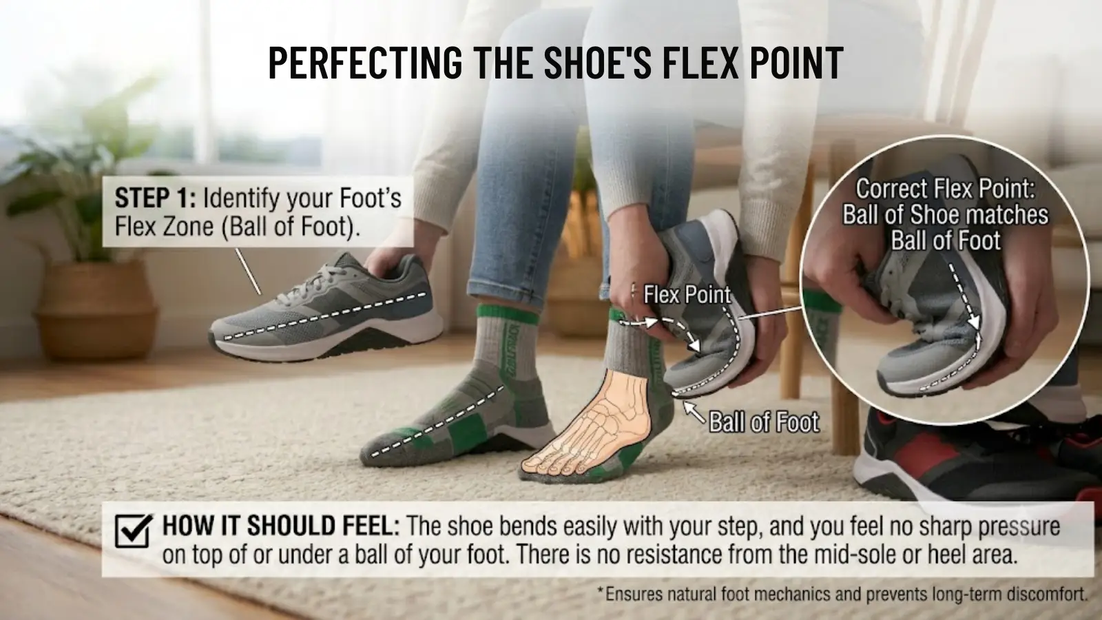 Checking golf shoe ball foot flex point