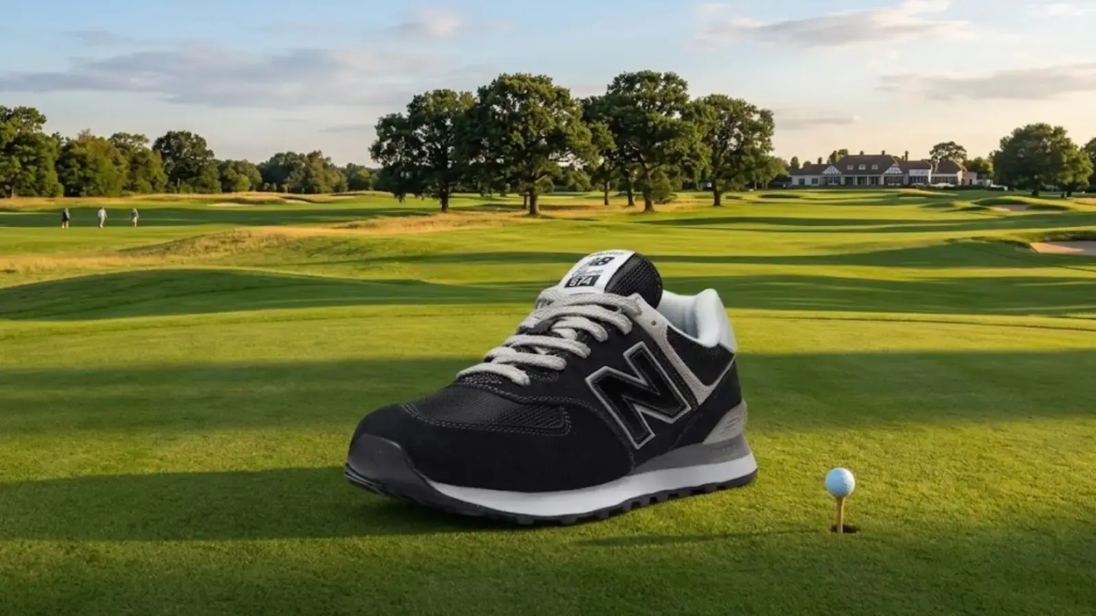 Spikeless New Balance 574 golf shoes white