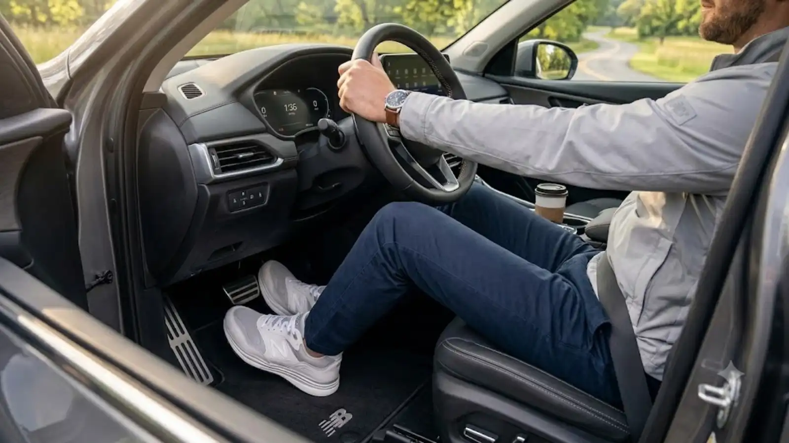 Wearing spikeless golf shoes while driving